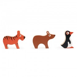 Stacking cubes and wood figurines