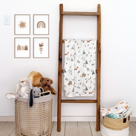 Woodland Bamboo Muslin Swaddle Blanket