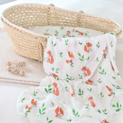 Baby Fox Bamboo Muslin Swaddle Blanket