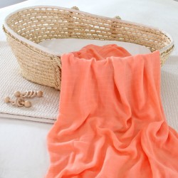 Coral Bamboo Muslin Swaddle Blanket