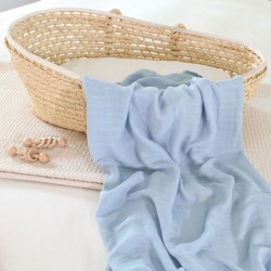 Blue Bamboo Muslin Swaddle Blanket