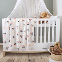 Peony Bamboo Muslin Swaddle Blanket