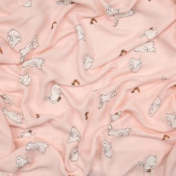 Pink Bunny All-Seasons Bamboo Muslin Blanket