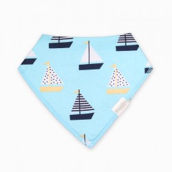 Organic Cotton Bandanna Bib Blue Sail Boats