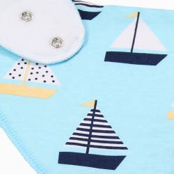 Organic Cotton Bandanna Bib Blue Sail Boats