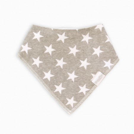 Organic Cotton Bandanna Bib Stars on Grey