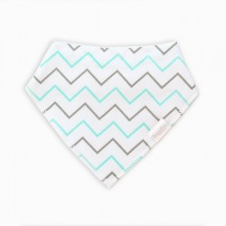 Organic Cotton Bandanna Bib Aqua Zig Zag