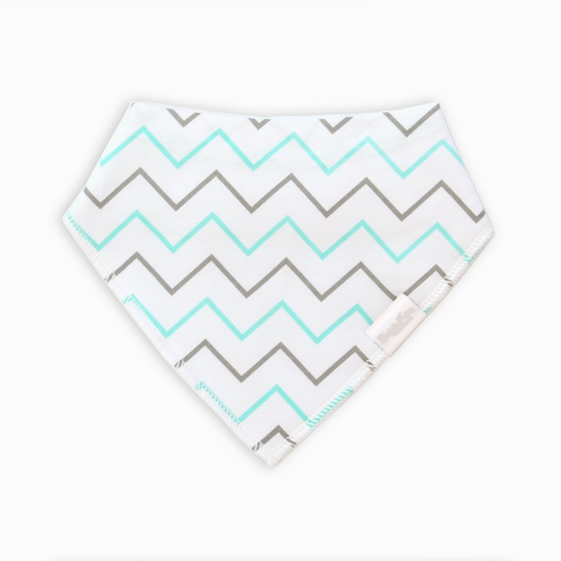 Organic Cotton Bandanna Bib Aqua Zig Zag
