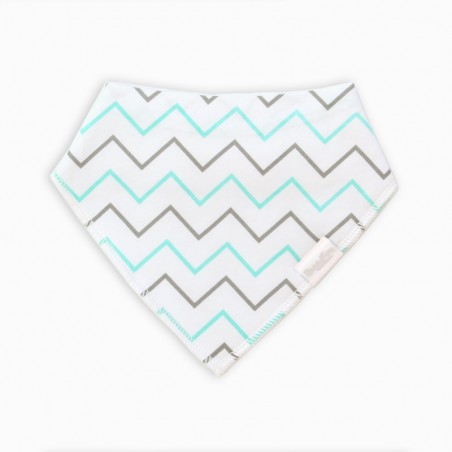 Organic Cotton Bandanna Bib Aqua Zig Zag