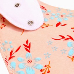 Organic Cotton Bandanna Bib Coral Blue Florals