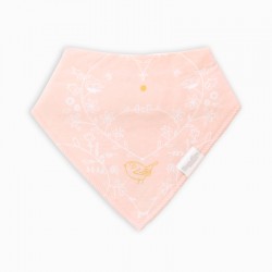 Organic Cotton Bandanna Bib Pink Bird