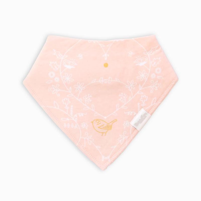 Organic Cotton Bandanna Bib Pink Bird
