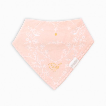 Organic Cotton Bandanna Bib Pink Bird