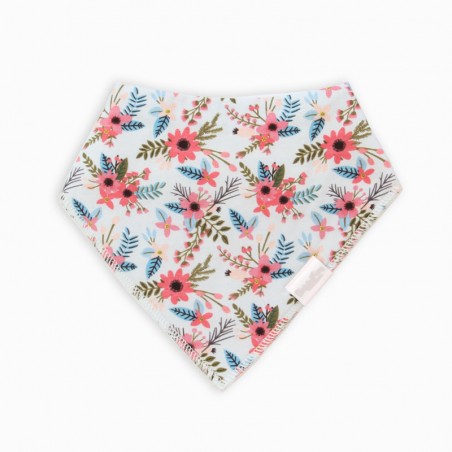 Organic Cotton Bandanna Bib Pale Blue Florals