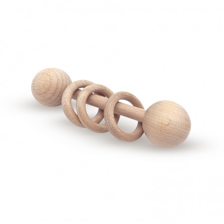 Beech wood teething rattle