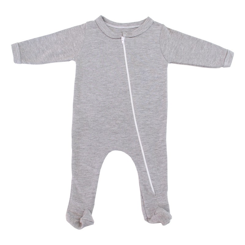 Cotton Footy Romper 0 - 3 Months Grey