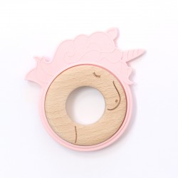 Unicorn Teething Ring Beech Wood and Silicone Duo