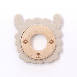 Llama Teething Ring Beech Wood and Silicone Duo