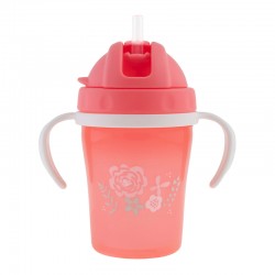 Baby Sippy Cup with Straw Coral Flower by Stephen Joseph