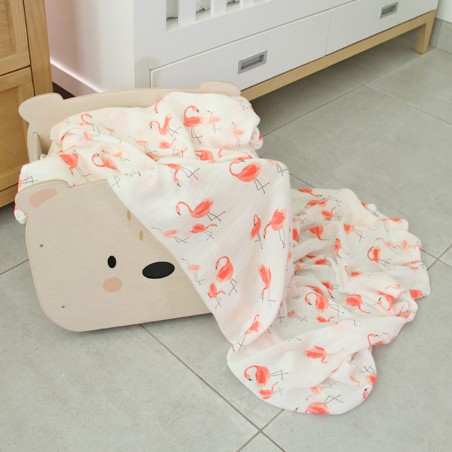 Watercolour Flamingos Bamboo Muslin Swaddle Blanket