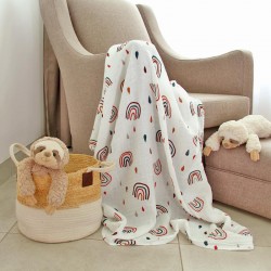 Rainbow Drops 100% Cotton Muslin Swaddle Blanket