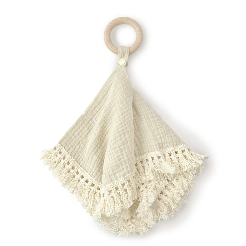 Muslin and Beech Wood Teether Stone